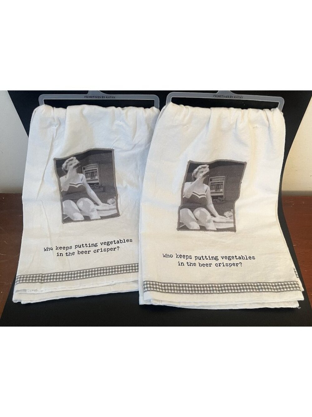 Kitchen Dish Towels By Trash Talk By Annie Beer Crisper Set of 2 novelty Gift